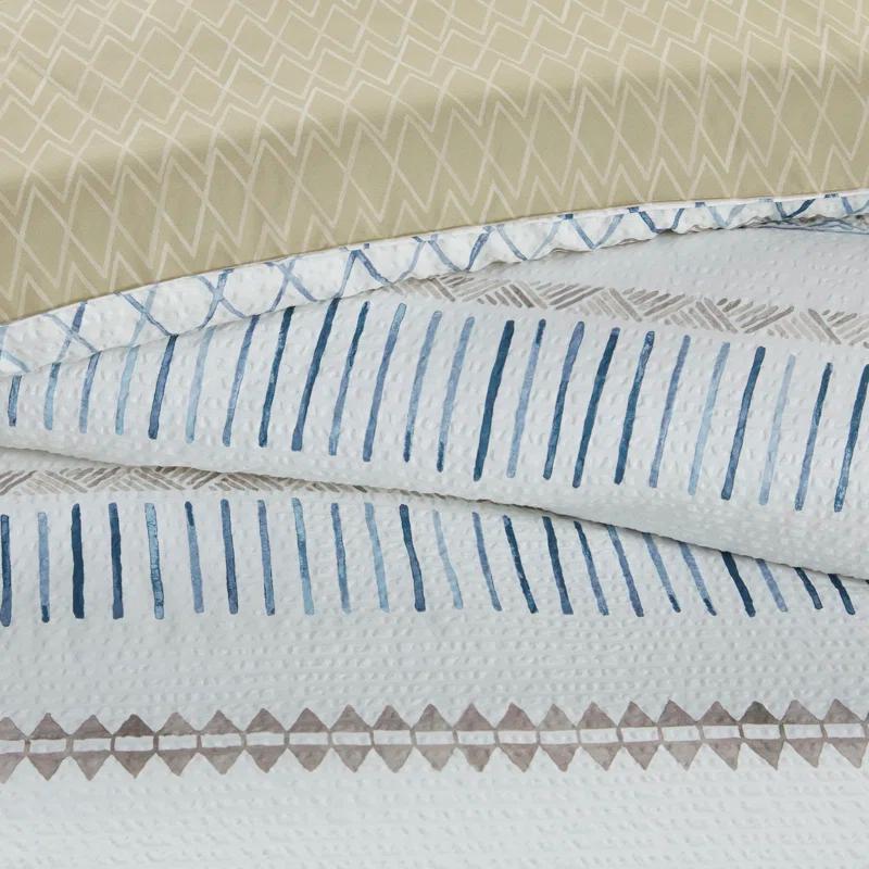 Madison Park Fraser 5 Piece Printed Seersucker Comforter Set with Throw Pillows