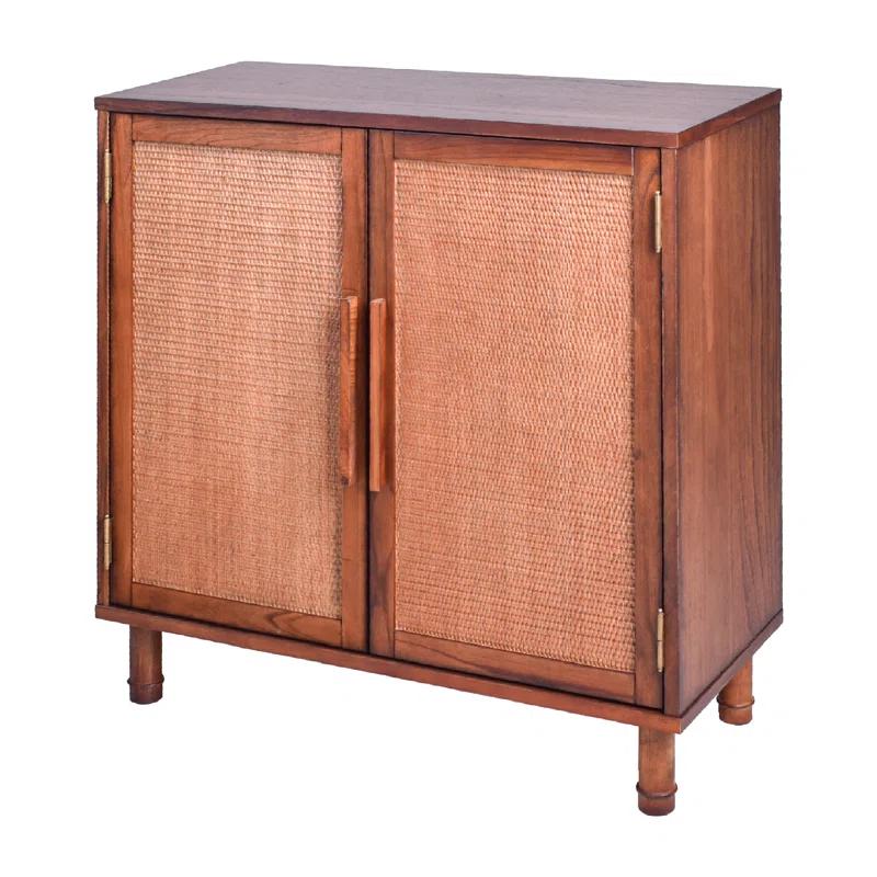 Hopper Studio Hopper Studio Delancey Solid Wood 2-Door Rattan Cabinet, Stylish Accent Piece