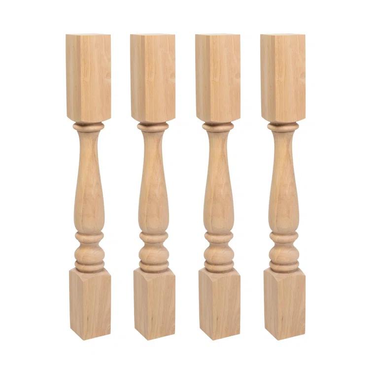 Architectural Products by Outwater L.L.C. Unfinished North American Solid Oak Plain Full Round Kitchen Island Leg (Set of 4)