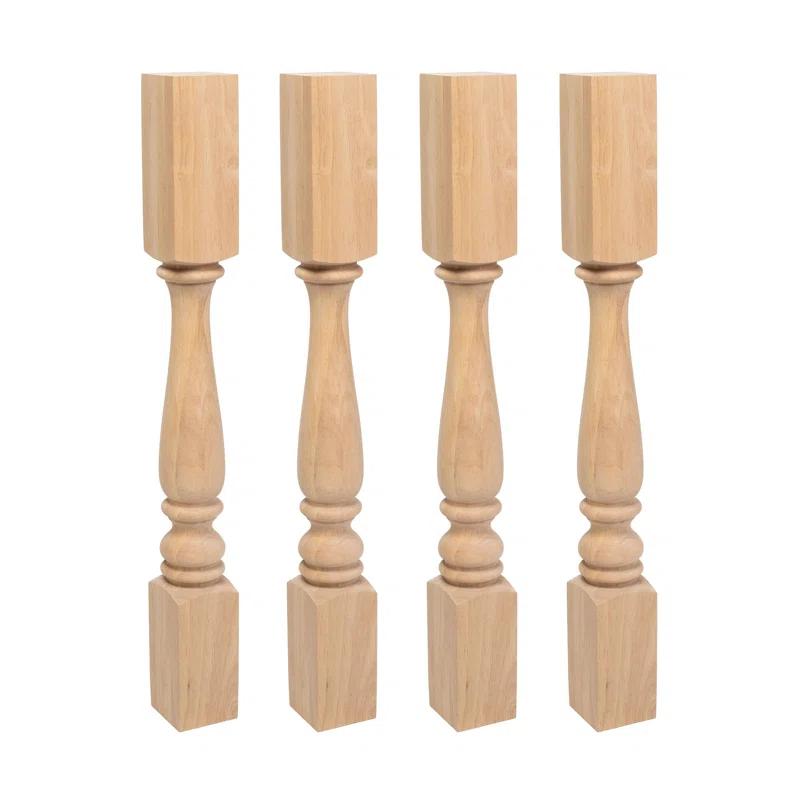 Architectural Products by Outwater L.L.C. Unfinished North American Solid Oak Plain Full Round Kitchen Island Leg (Set of 4)