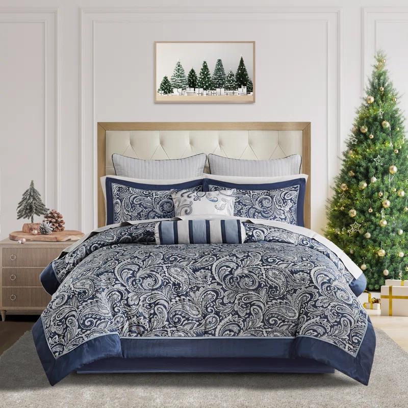 Madison Park Aubrey 12 Piece Comforter Set with Cotton Bed Sheets