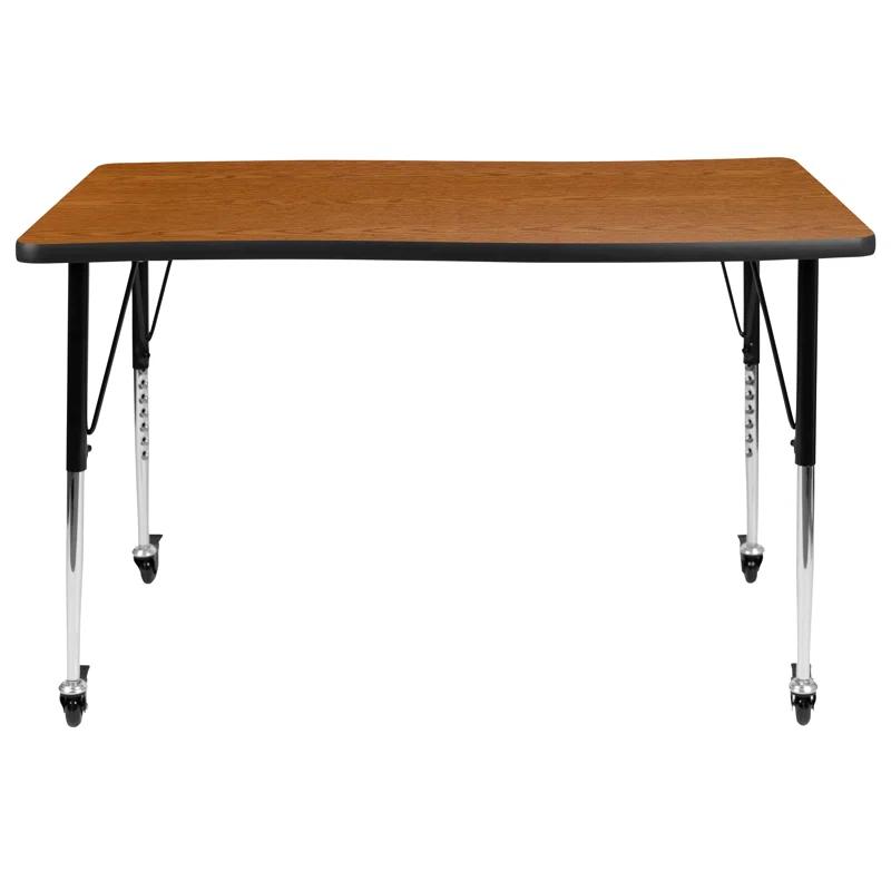 Flash Furniture Goddard 28"W x 47.5"L Rectangular Wave Collaborative Grey Adjustable Height Activity Table