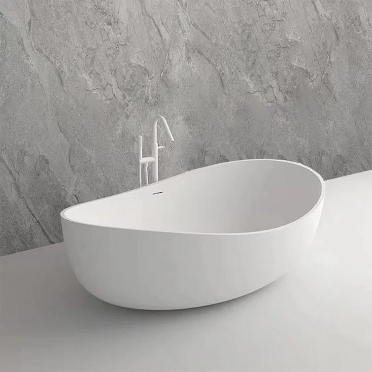 Vanity Art 63" x 37" Freestanding Soaking Stone Bathtub VA6918-ML