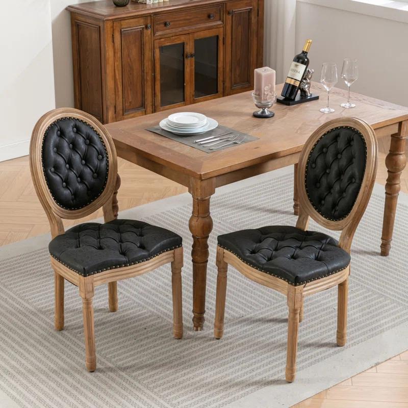 Ophelia & Co. French Style Solid Wood Frame Dining Chair with Nailhead Trim Set of 2