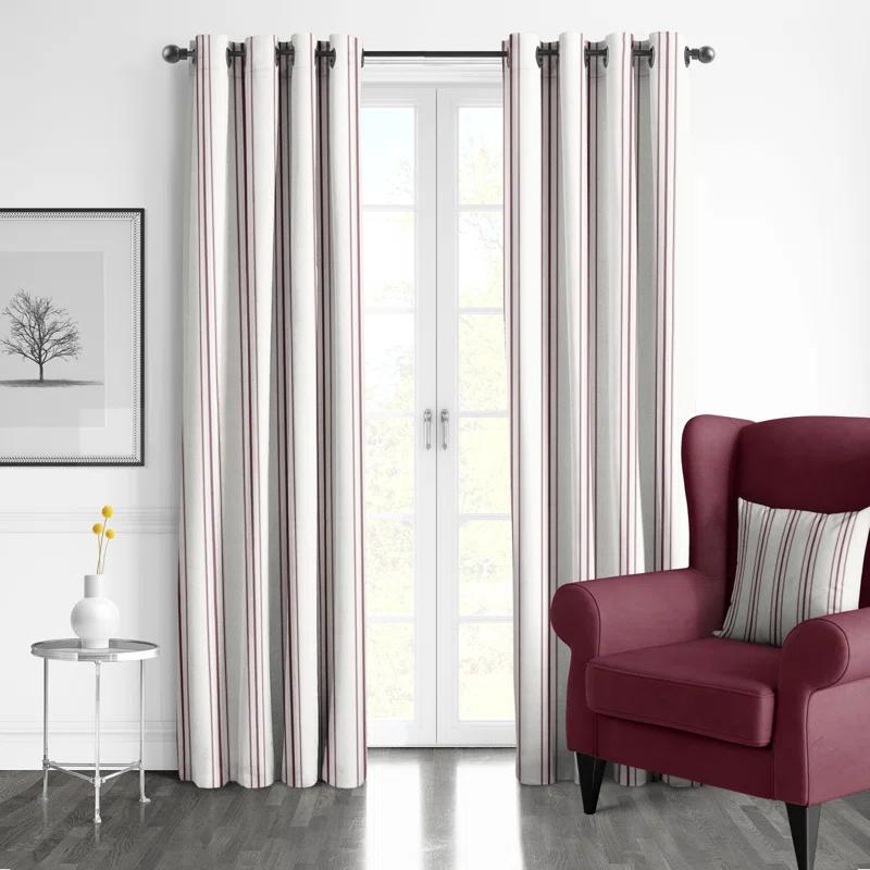 6ix Tailors Fine Linens August Stripe Grommet Drapery Panels - Pair