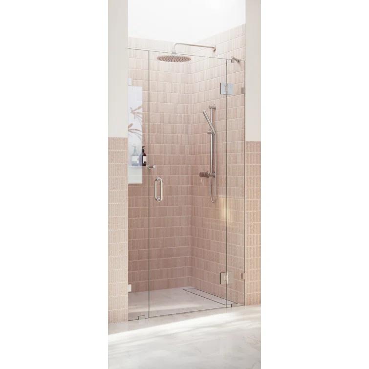 Glass Warehouse Stellar 36.5 in. W x 78 in. H Fully Frameless 3 Panel Inline Glass Hinged Shower Enclosure GHF-36.5-BN