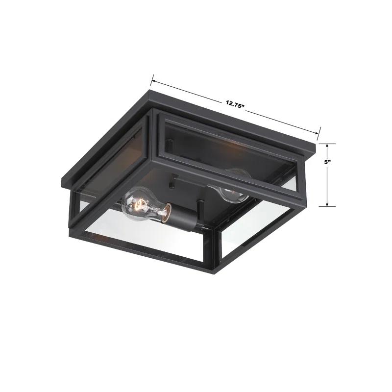 Crystorama Matte Black 2 - Bulb Outdoor Flush Mount