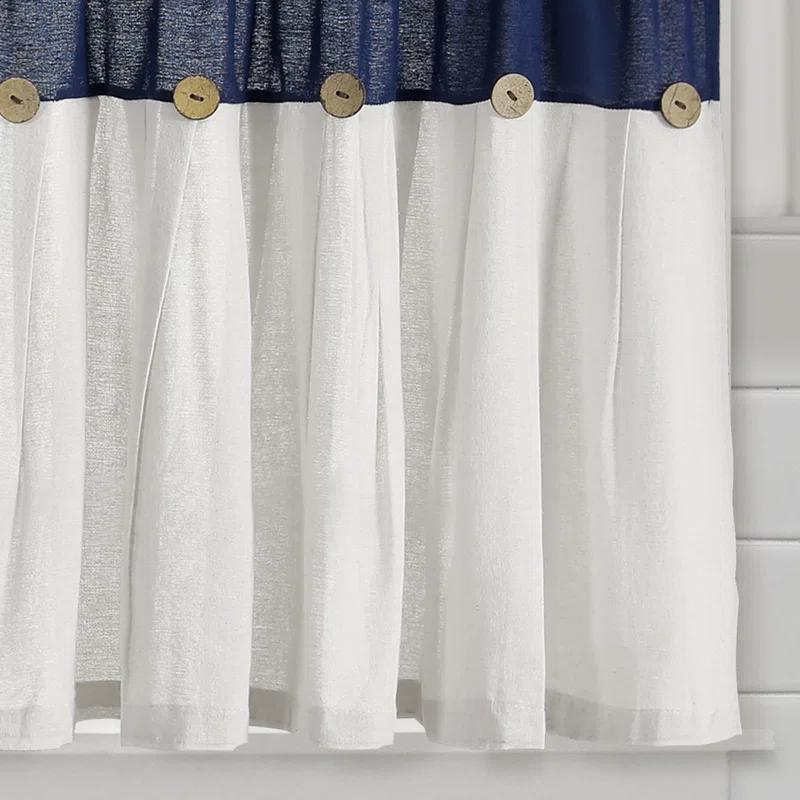 Lush Decor Linen Button Cotton Blend Tailored 29'' W Cafe Curtain (Set of 2)
