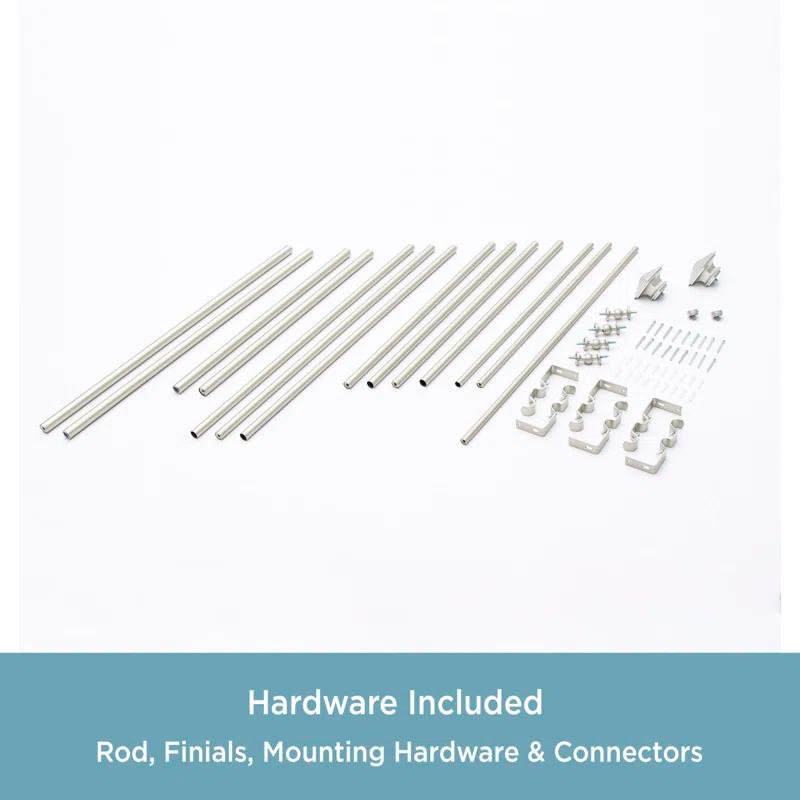 Kenney Square End Bay Window Double Curtain Rod, 78-144" Adjustable Length: 22-37" Sides, 28-72" Center, Steel