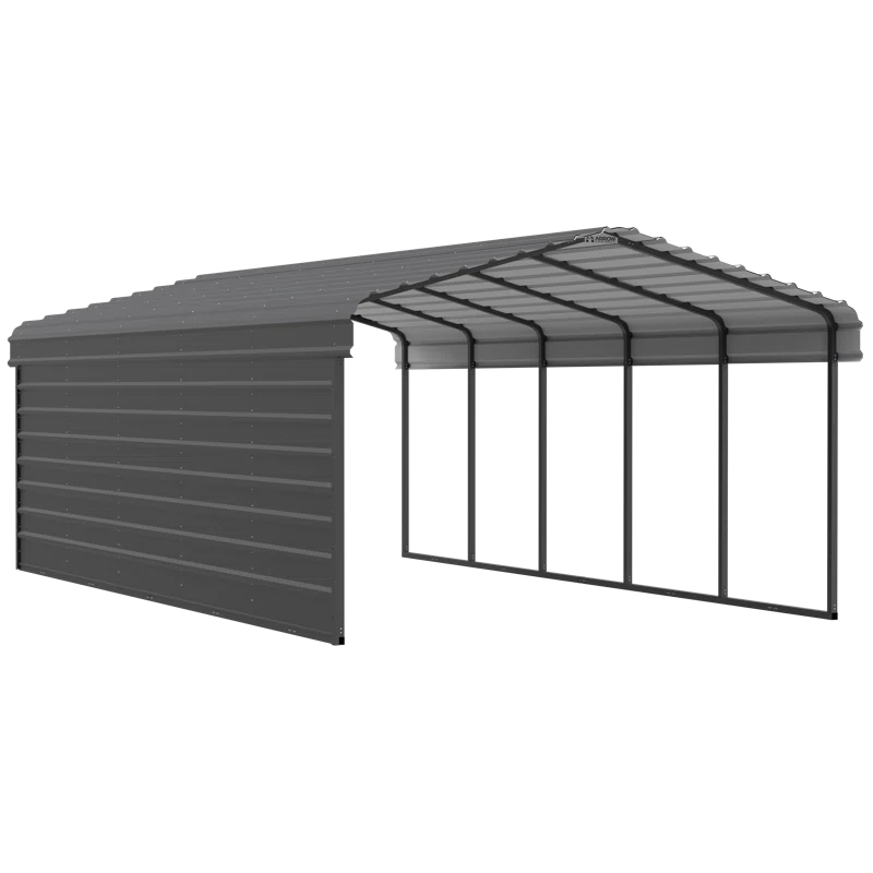 Arrow Arrow Steel Carport with 1 Side Wall Kit, 12X24X07