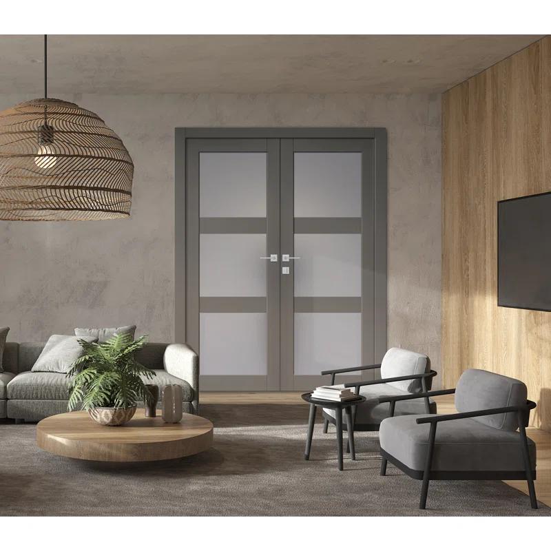 Belldinni Avon 3 Lite Manufactured Wood and Glass Composite Double Frech Doors & Reviews | Wayfair