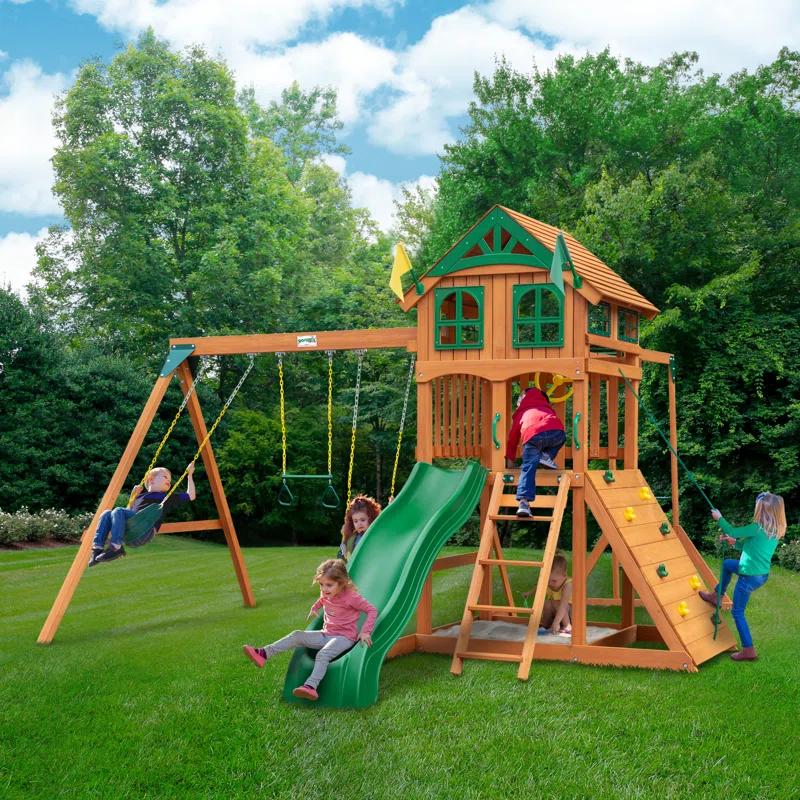 Gorilla Playsets Avalon w/ Wood Roof & Monkey Bars - Professional Installation Available