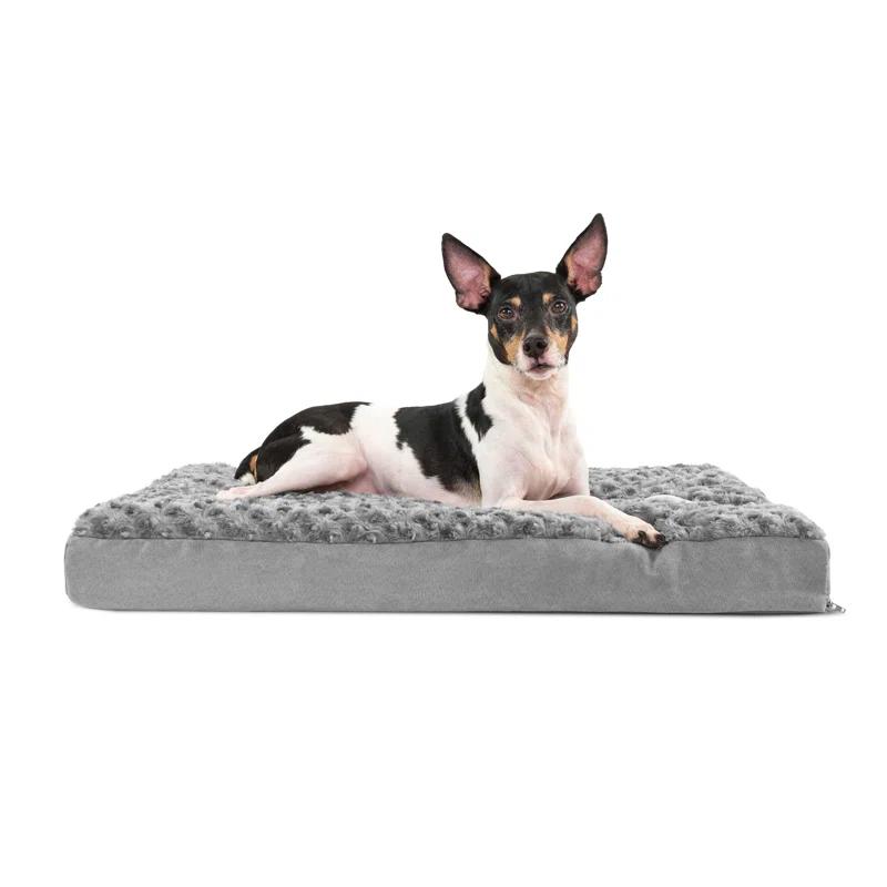 FurHaven Ultra Plush Faux Fur & Suede Orthopedic Foam Deluxe Mattress Dog Bed