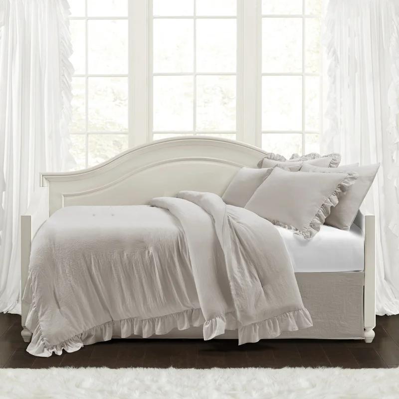 Light Gray Microfiber Ruffled 6-Piece Daybed Comforter Set