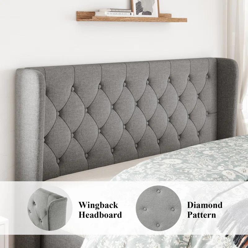 Latitude Run® Walace Upholstered Wingback Bed