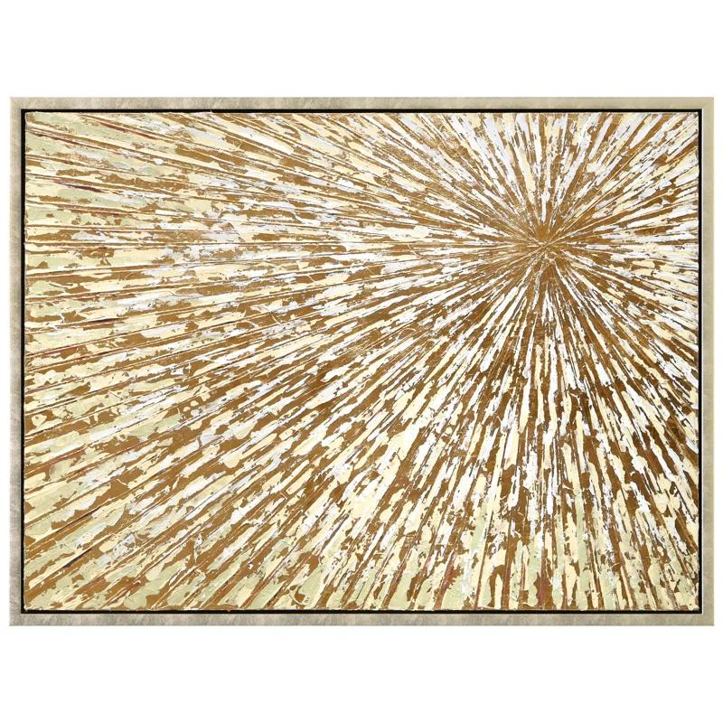 Empire Art Direct Radiant Burst Metallic Hand Painted Framed Canvas Wall Art with Gold Foil