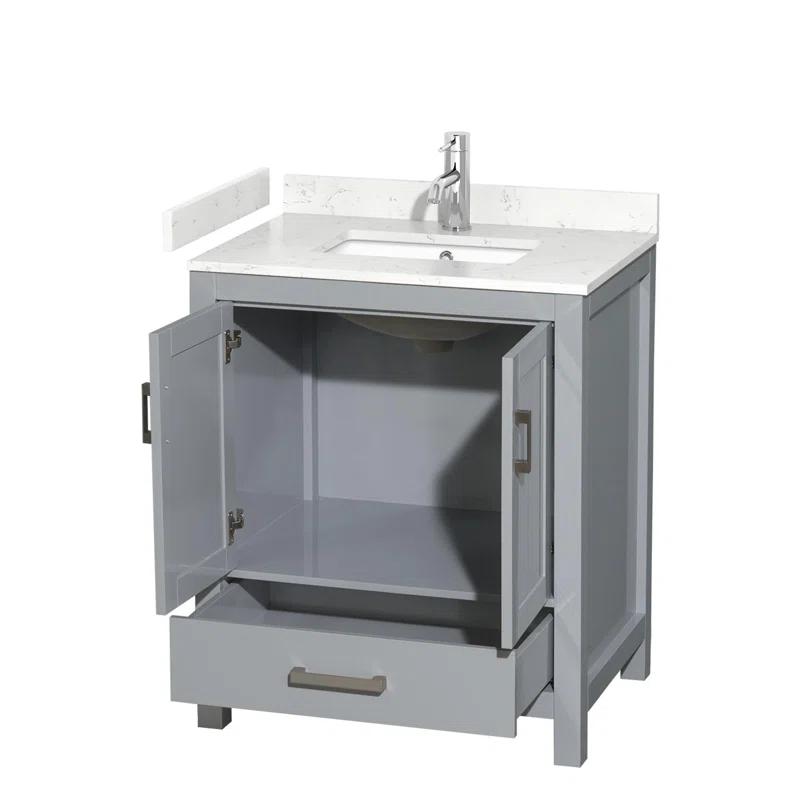 Wyndham Collection Sheffield 30" Freestanding Single Bathroom Vanity with Cultured Marble Top