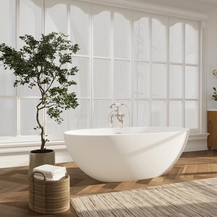 Altair Euston 65'' x 29.9'' Freestanding Soaking Stone Rein Bathtub 53165-BAT-MW