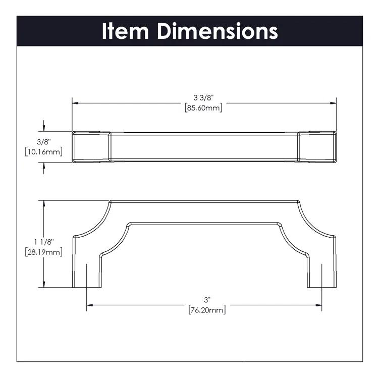Matte Chrome 3-inch Modern Bar Handle with Mounting Hardware