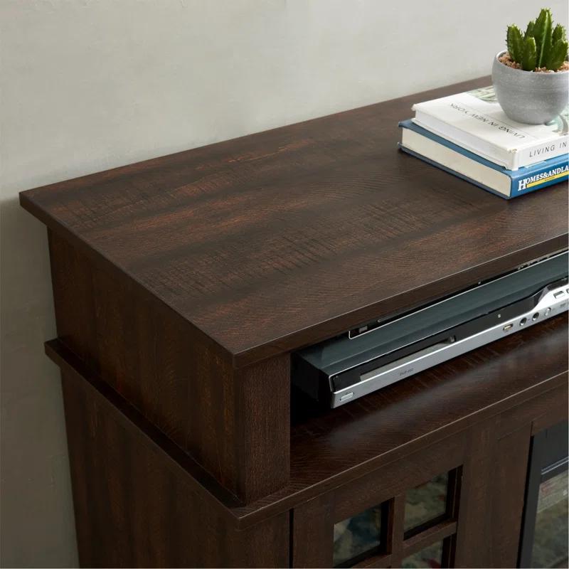 August Grove® Classic TV Media Stand Modern Entertainment Console with 23" Fireplace Insert for TV Up to 65" with Open and Closed Storage Space, 58.25"W 15.75"D 32"H