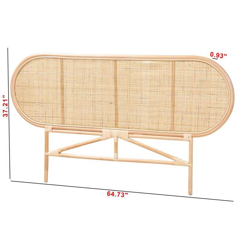 Bayou Breeze Finnian Natural Brown Finish Queen Size Rattan Headboard, 37.21" H X 64.73" W X 0.93" D