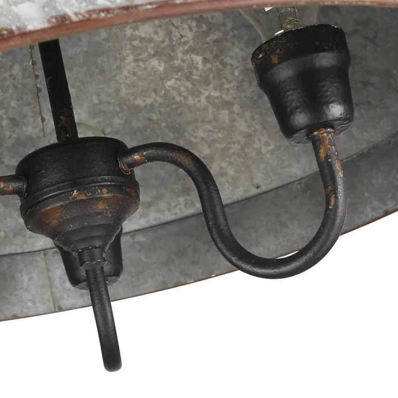 Emmalea 3-Light Pendant in Antique Black Iron with Galvanized Steel