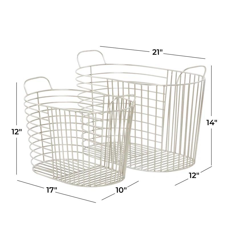 Abbie Metal Basket With Handles - Set of 2