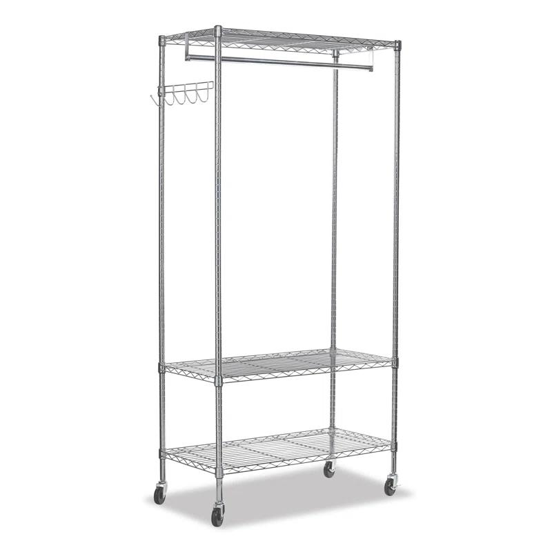 Alera® Wire Shelving Series Metal Rolling Clothing Rack
