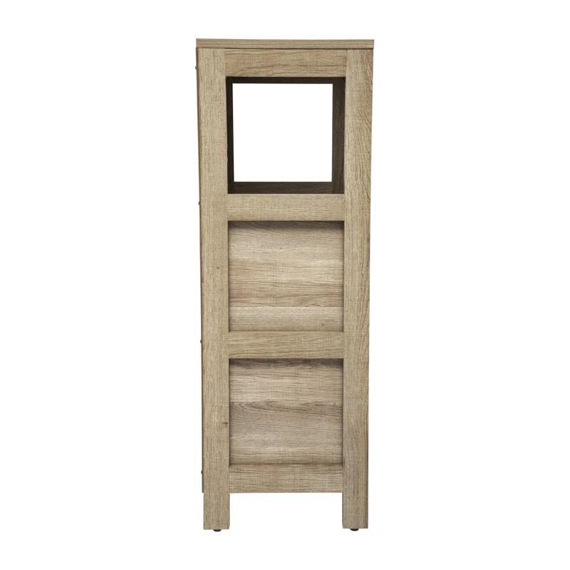 Flash Furniture Dune Farmhouse Bathroom Storage Organizer with Drawers and Open Shelf