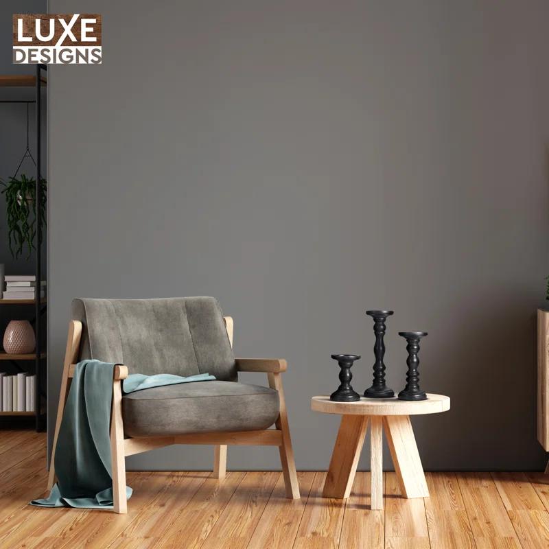 LuxeDesigns 12'' Handcrafted Mango Wood Pillar Candle Holder Set – Rustic 3-Piece Set for LED Candles