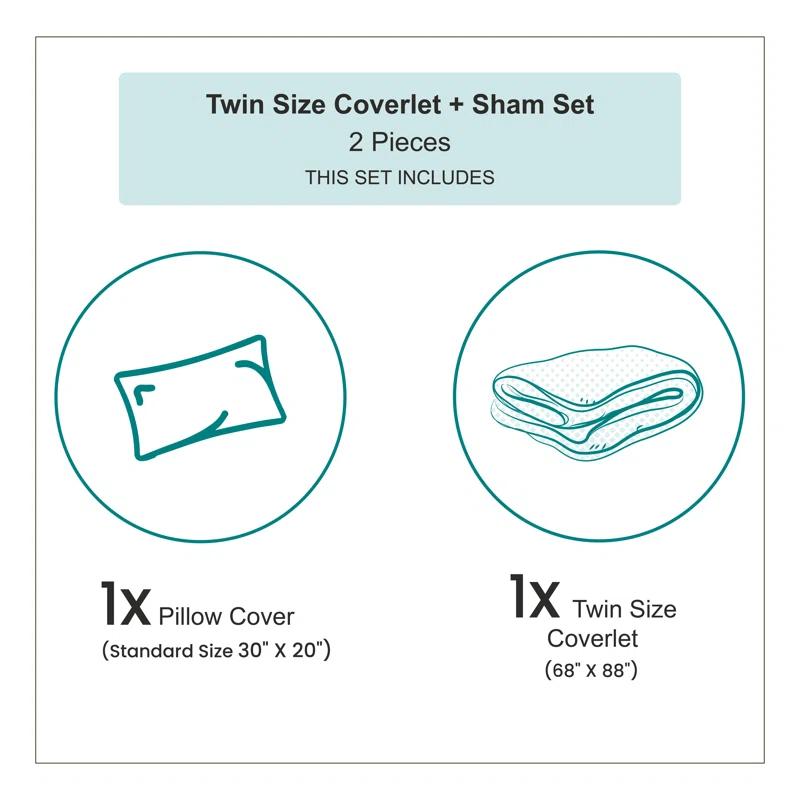Ambesonne Ambesonne Aesthetic Bedspread Set Boho Rustic Bold Leaves Burnt Orange Teal and Blue