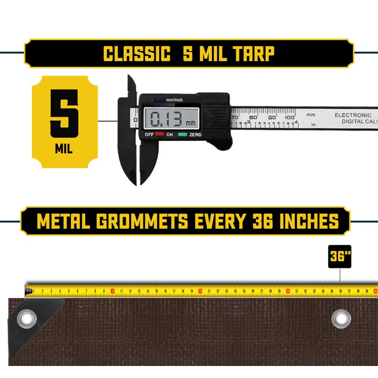 Core Tarps 5 Mil Heavy Duty Polyethylene Tarp, Waterproof, UV Resistant