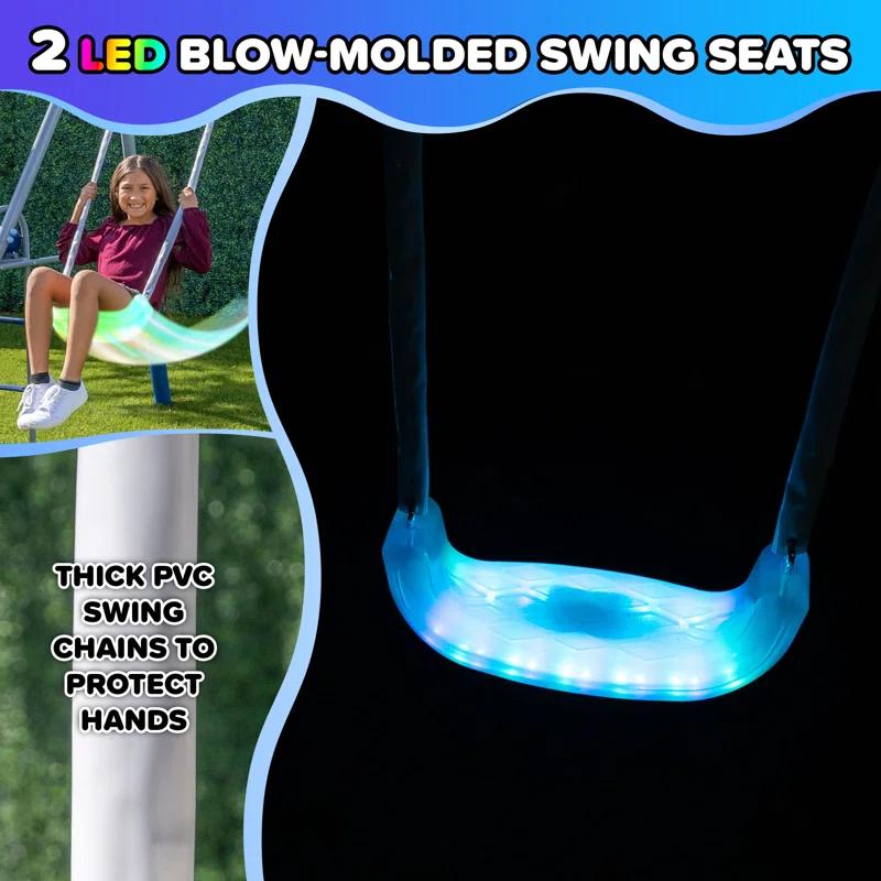 Sportspower Sportspower Shooting Star Metal Swing Set with Lifetime Warranty on 5' Double Wall Slide