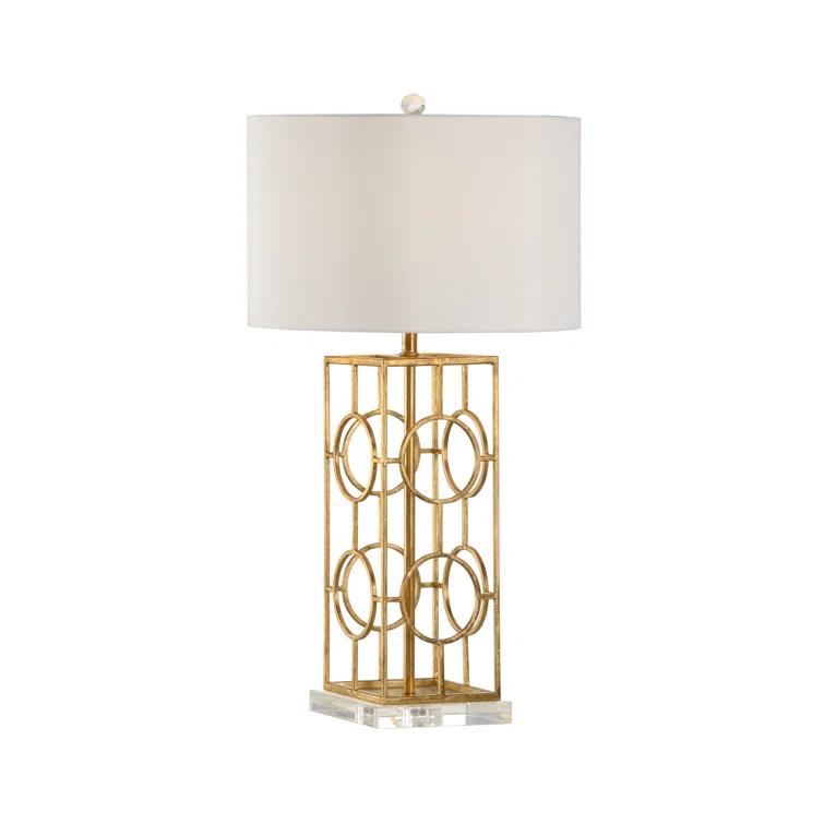 Elegant Dorset Gold Leaf 1-Light Table Lamp with Silkette Shade