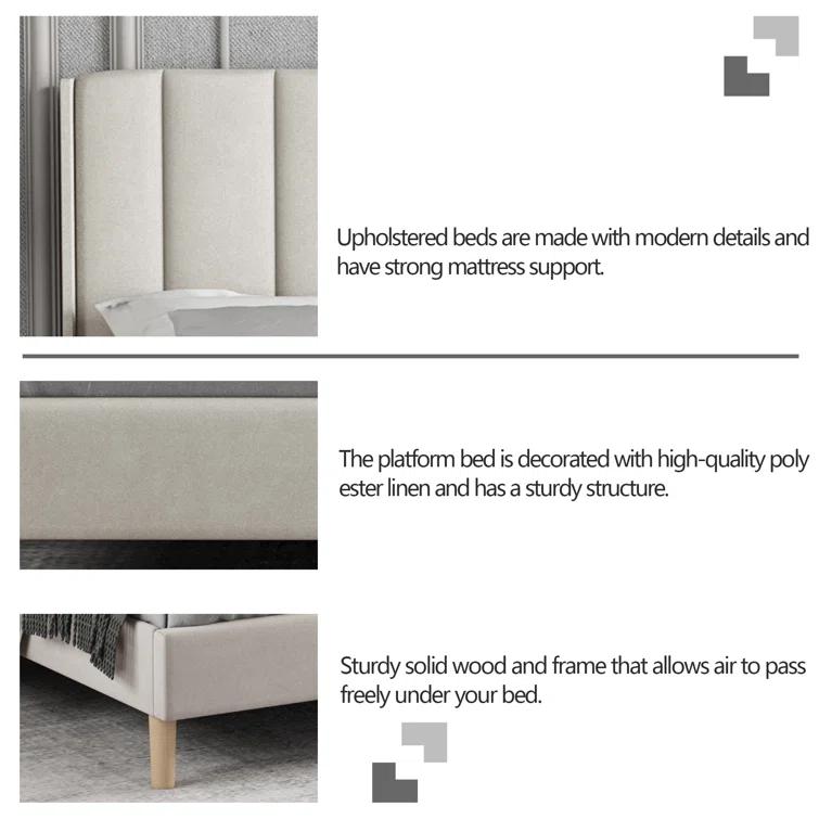 Mercer41 Cedell Upholstered Wingback Bed