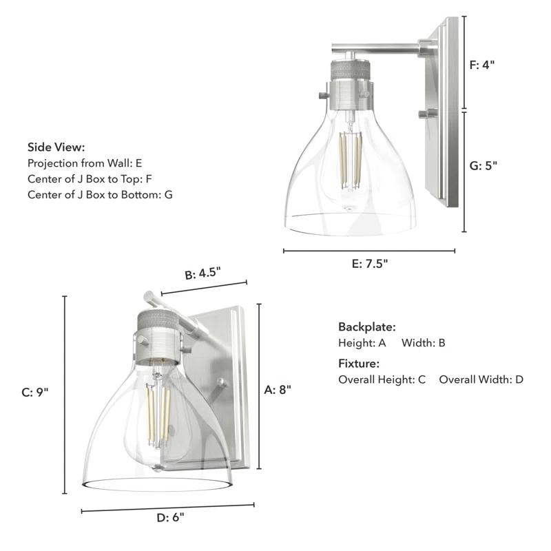 Hunter Van Nuys Brushed Nickel 1 Light Sconce Wall Light Fixture