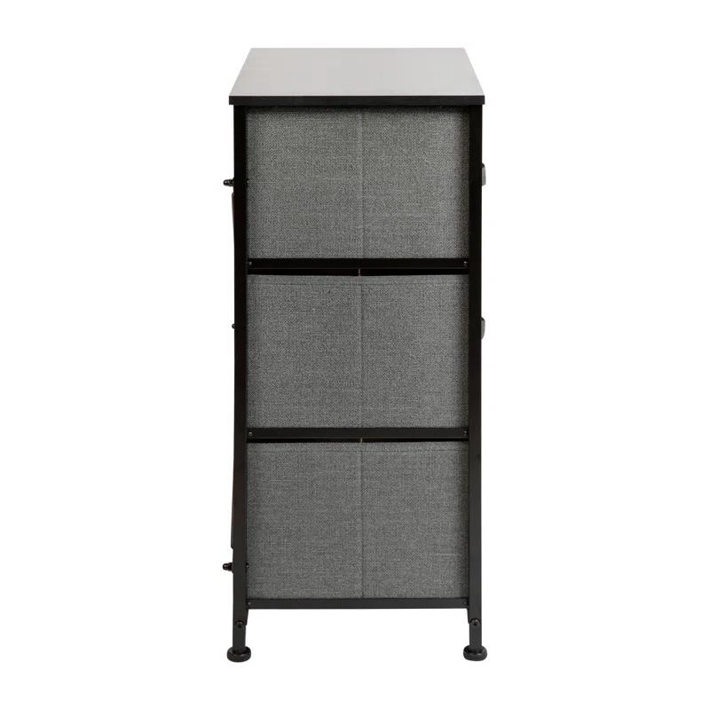 Flash Furniture Malone 3 Drawer Vertical Storage Dresser with Wood Top & Fabric Pull Drawers