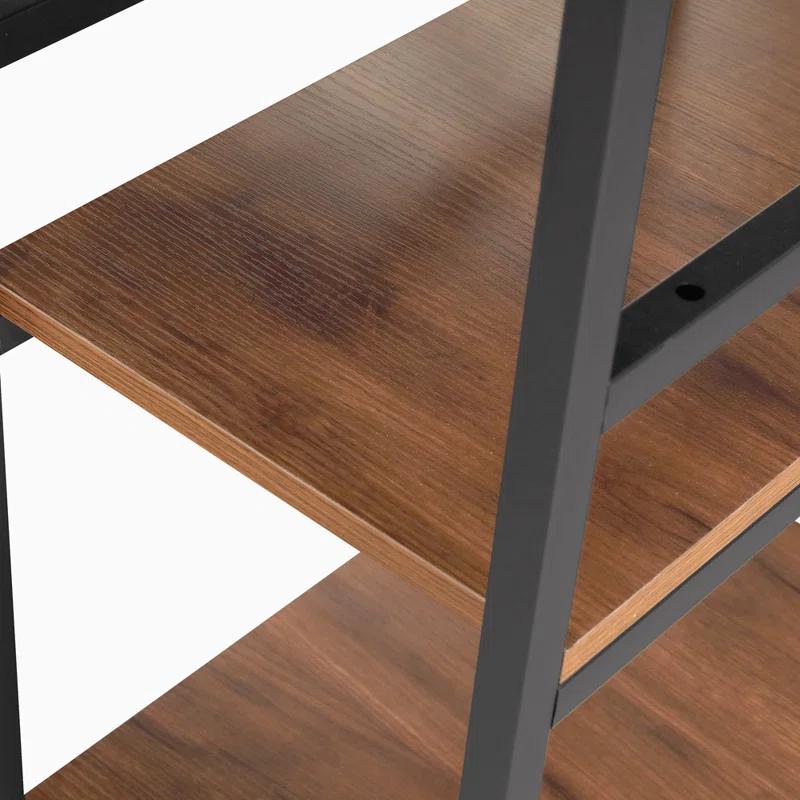 Inbox Zero Techni Mobili L-Shape Industrial Desk With Storage Shelves | Wayfair
