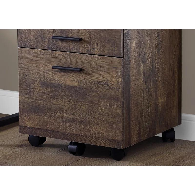 Millwood Pines File Cabinet, Rolling Mobile, Storage Drawers, Printer Stand, Office, Work, Brown Laminate, Contemporary, Modern