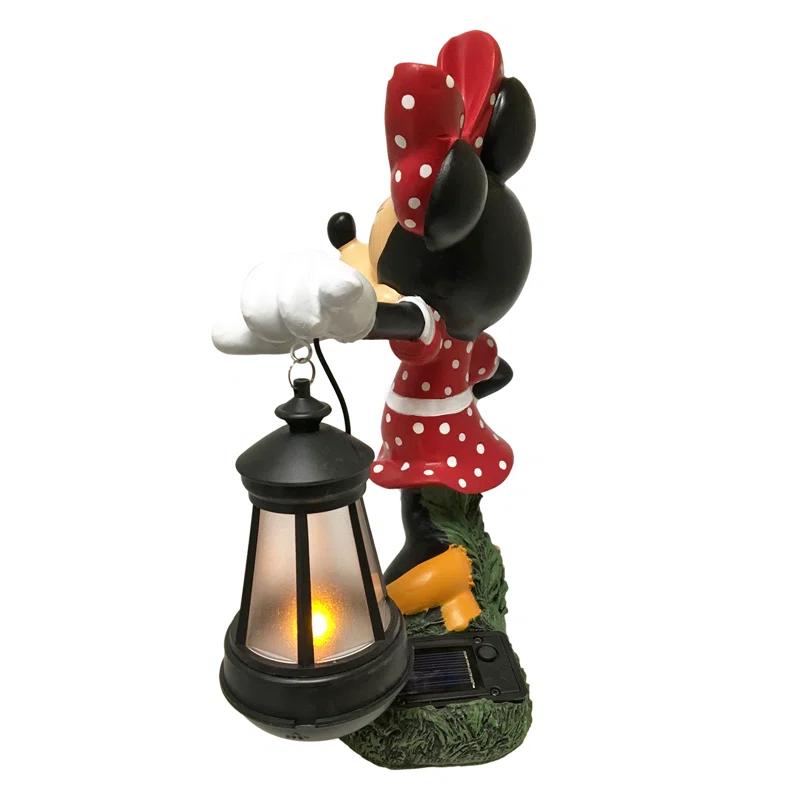 Back Yard Glory BACKYARD GLORY Disney Minnie Mouse Solar LED Lighted Lantern Everyday Outdoor Garden Statue, 12 inches Tall, Officially Licensed Disney Product