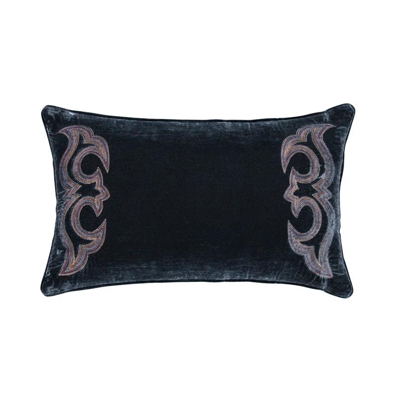 HiEnd Accents Stella Faux Silk Velvet Boot Stitch Romantic Western Decorative Pillow