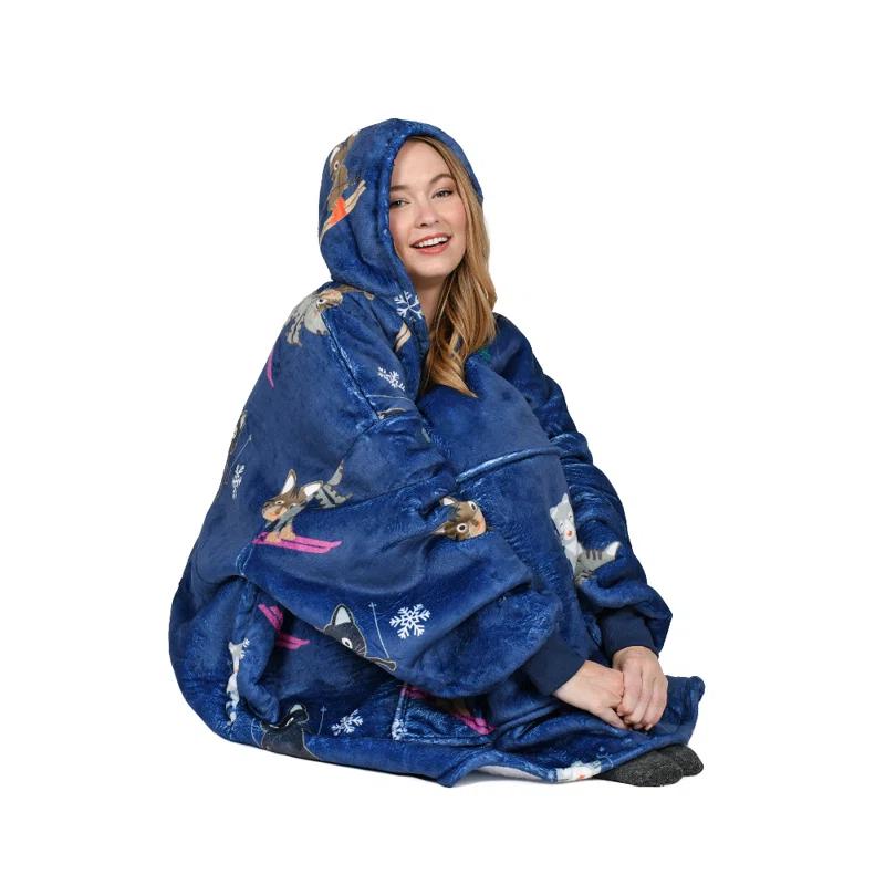 Catalonia Panda Oversized Wearable Warm Blanket Hoodie Sweatshirt Pullover with Pocket for Women,Holiday Gift