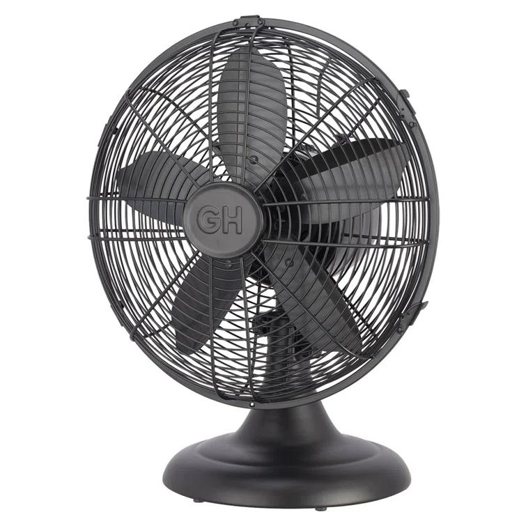 Good Housekeeping Good Housekeeping's All-Metal Retro 3-Speed 12" Oscillating Office Desk Table Fan (Multiple Finishes Available)
