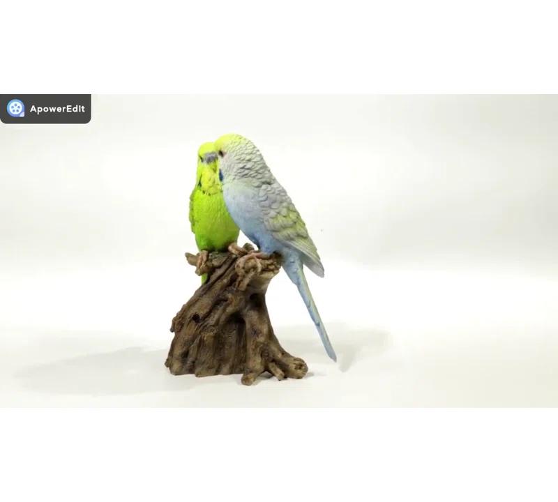 Hi-Line Gift Ltd. Motion Activated Singing Couple Budgerigar on Stump
