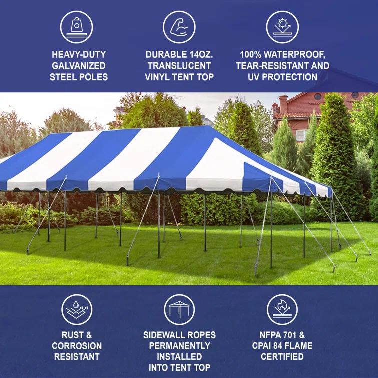 Party Tents Direct 20' x 20' Weekender Pole Party Tent with Sidewalls, Red