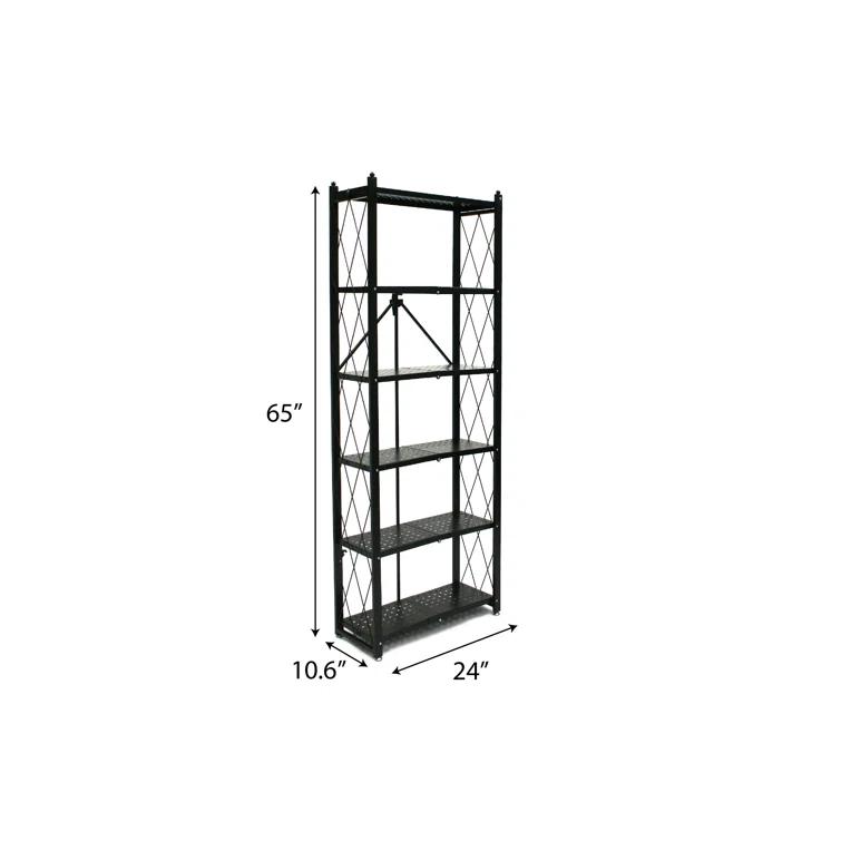 Origami Foldable 6-Shelf Classic Stamped Steel Bookcase