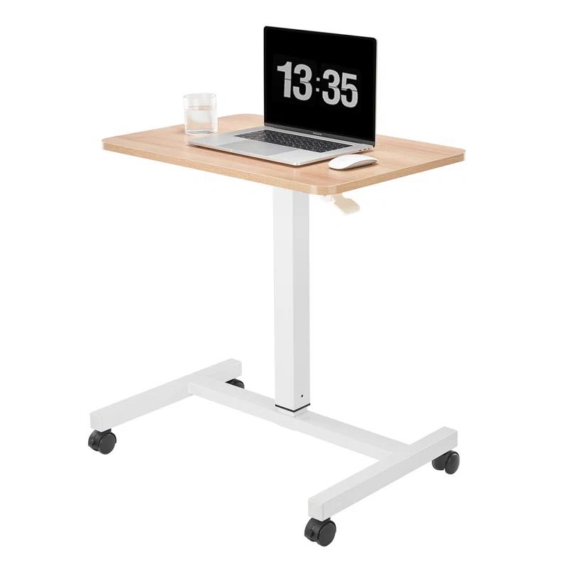 Clatina CLATINA Mobile Laptop Desk Pneumatic Sit to Stand Table Height Adjustable Rolling Cart