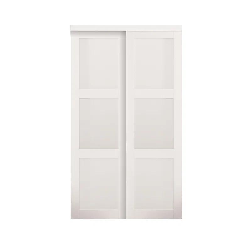 Renin 80'' Solid + Manufactured Wood Glass Low-Gloss Sliding Closet Doors