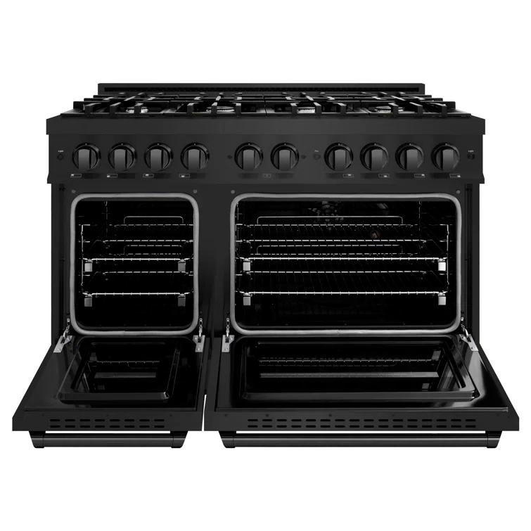 ZLINE CGRB-48 ZLINE 48 in. 6.7 cu. ft. Classic Double Oven Gas Range W/ 8 Burner Cooktop in Black Stainless Steel (CGRB-48)
