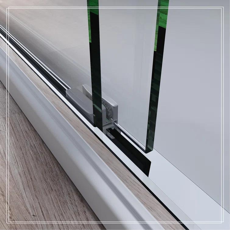 KUNMINGZHUHE Sliding Glass Tub Door 56-60 In. W X 57 In. H, Semi Frameless Double Bathtub Door, Certified Thick Clear Clear Tempered Glass, 304 Stainless Steel Handles. ZH2842-W2269P144318